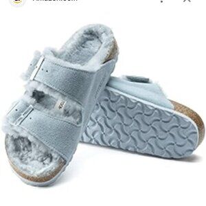 Birkenstock Light Blue Fuzzy Sandals